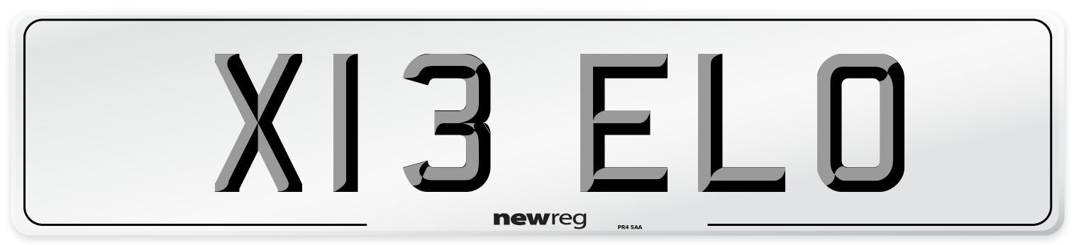 X13 ELO Number Plate from New Reg